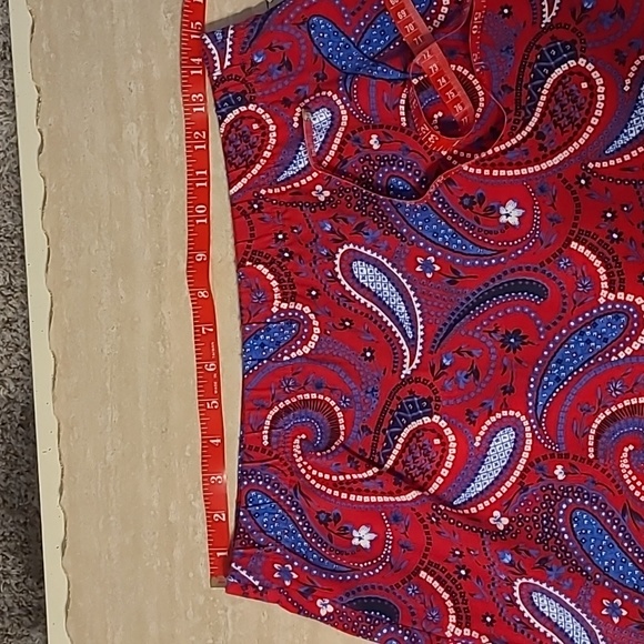 Talbots Red White & Blue Paisley Print A-Line Pull On Stretch Skirt, Sz PM NWT - Picture 7 of 8